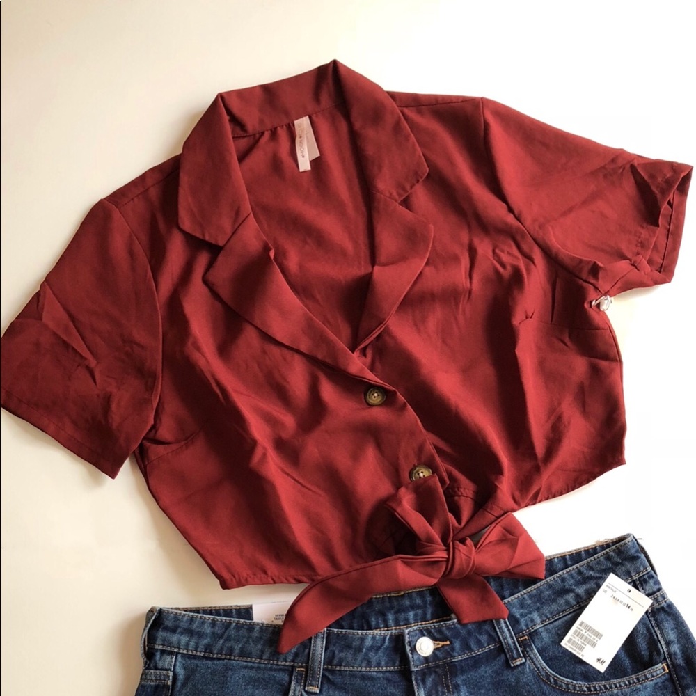 Moon Orchid Cropped Button Down
